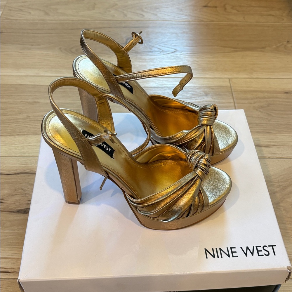 Nine West Metallic Gold Platform Sandals